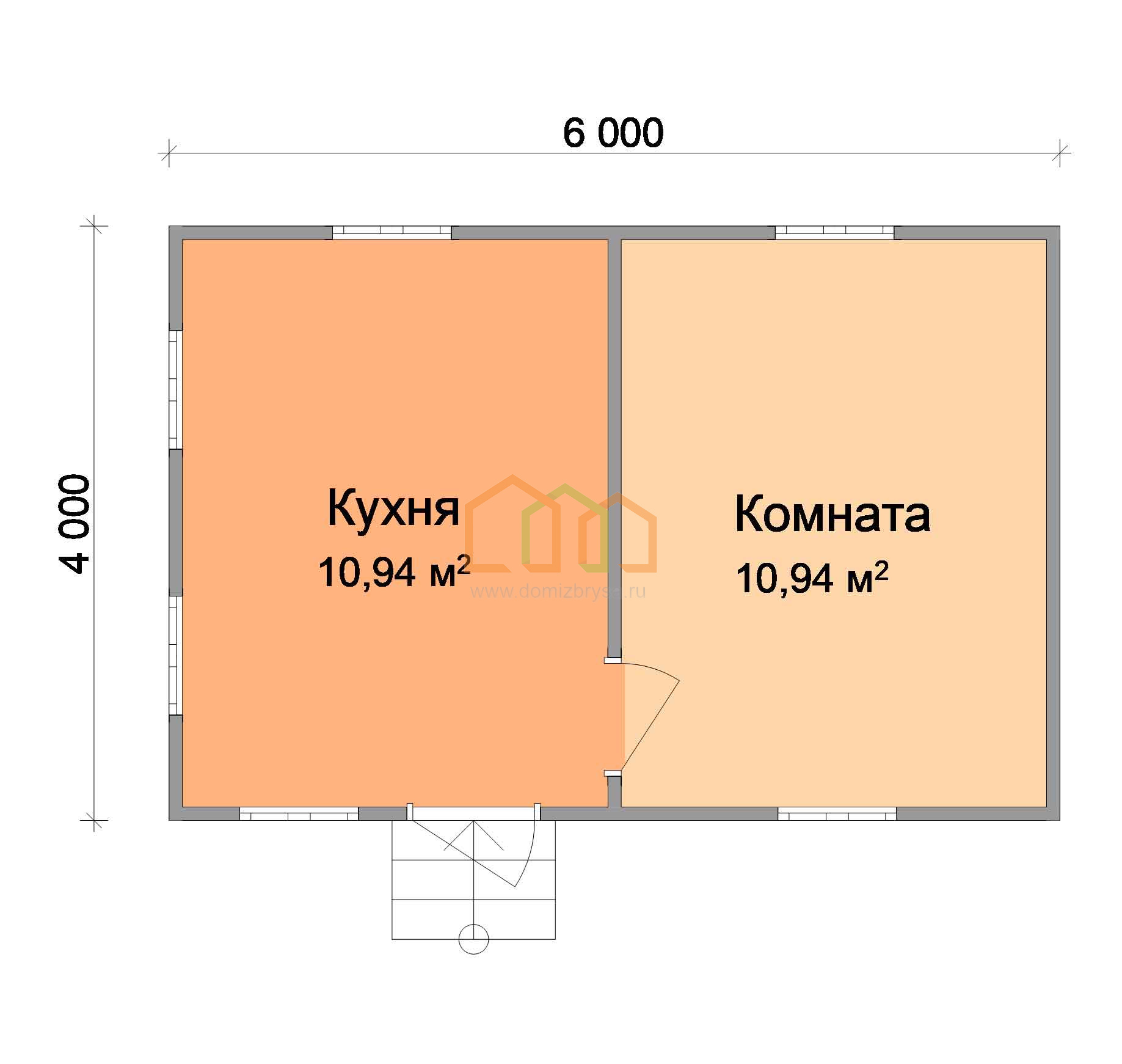 Каркасный садовый домик Дубок - 1 4x6 Площадь: 24 м² под ключ в Орехово- Зуево